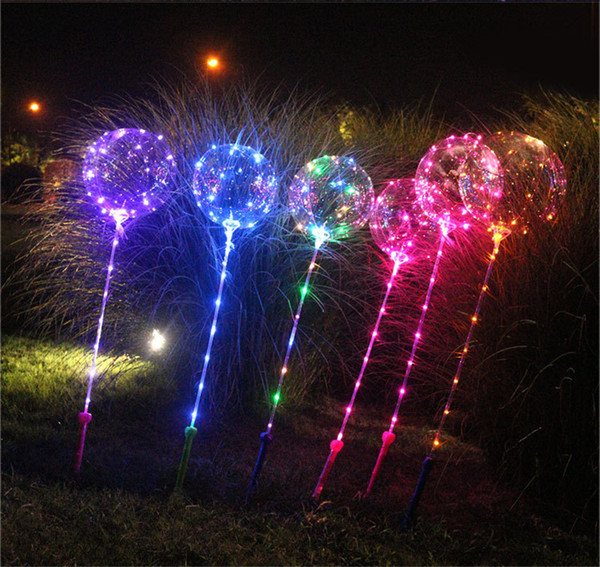 Bobo Ball LED line with Stick handle Wave Ball 3M String Balloons Flashing light Up for Christmas Wedding Birthday Home Party Decoration