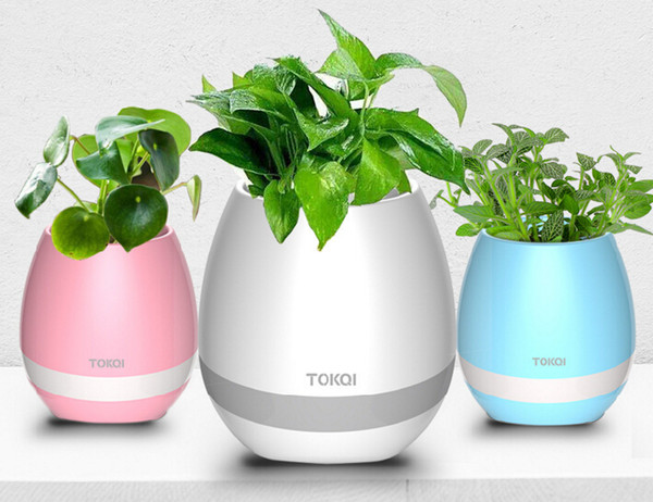 New TOKQI Bluetoth Smart Touch Music Flowerpots Plant Piano Music Playing Wireless Flowerpot colorful light Flower pots (whitout Plants)