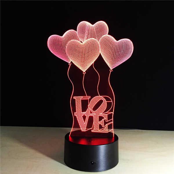 Love Gift 3D Birthday Gradient Night Light Touch Control Stereo Colored Acrylic Light Energy Night Lamp Table Lights