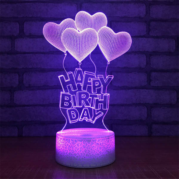 High Quality Free Shipping Birthday Gift DC 5V USB Powered AA Battery Heart Balloon Pattern LED Light 3D Illusion Lamps