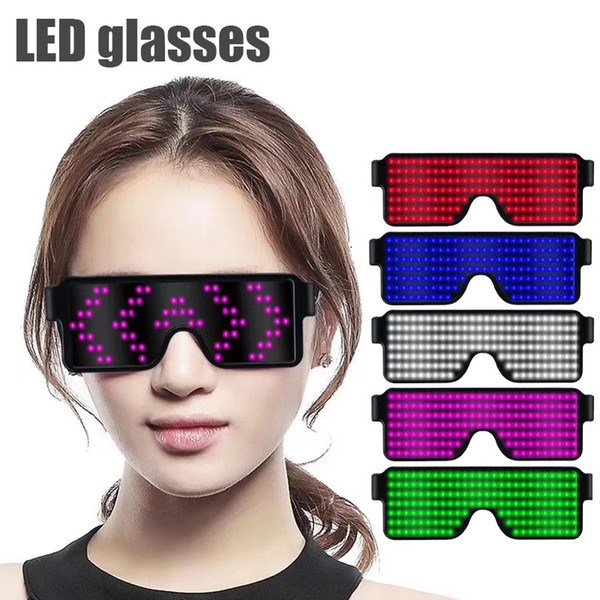 8 Modes Quick Flash LED Party Glasses USB Charge Luminous Glasses Christmas Concert Light Toys Party Decoration