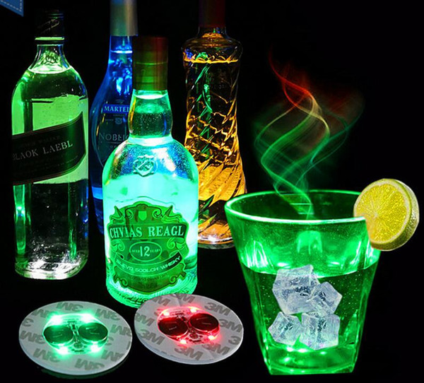 Light LED Flash Bottle 3M Sticker Cup Coasters for Holiday Party Bar Clubs