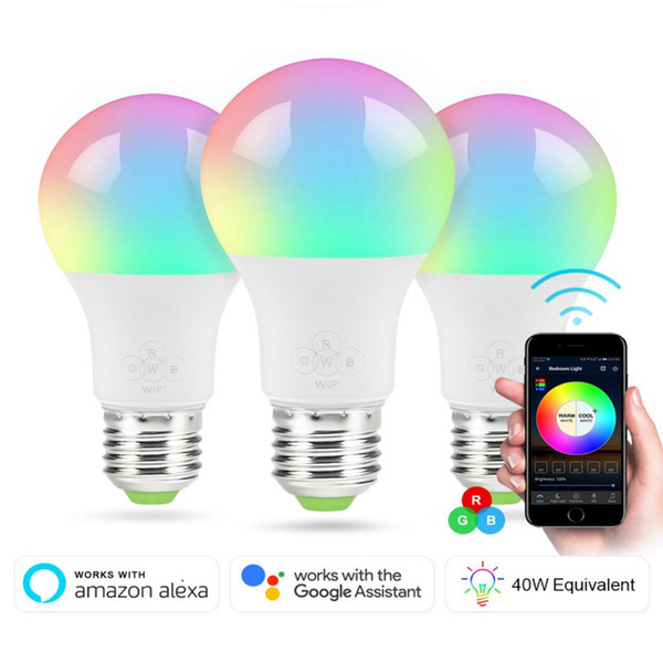 Smart WIFI LED Bulb RGBW 4.5W Dimmable LED Bulb Light Bulb Works with Alexa Google Home16 Million Colours APP Remote Control