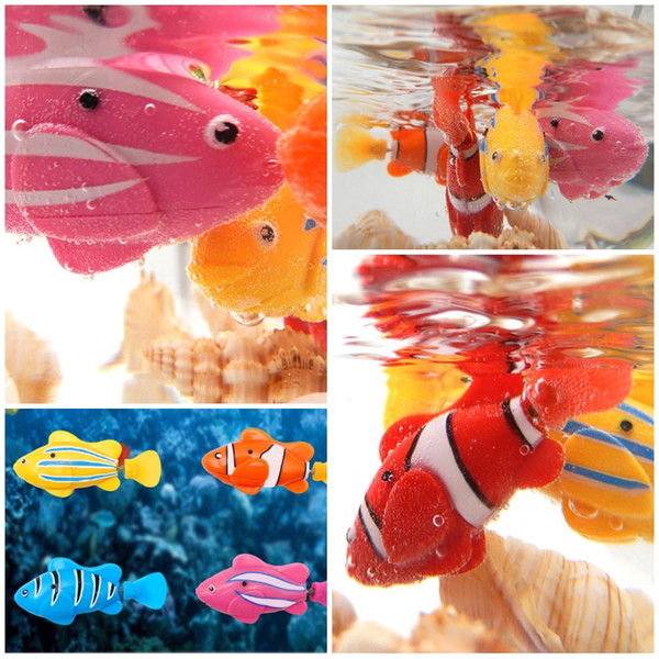 LED Lighted Robo Fish Water Activated Battery Powered Novel Robofish Bath Toys Children Pet Christmas Party Gift D265L