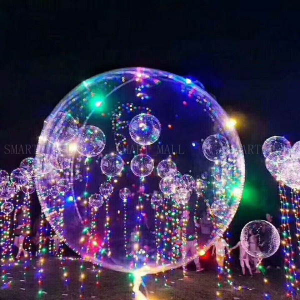 Colorful LED Light Helium BOBO Balloons New Year Christmas Multi Color Party Wedding Holiday Decorations Children Favorite Balloon 18 inches