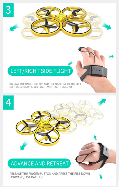 Interactive Induction Four-Axis Aircraft Smart Watch Remote Control Gesture Remote Control Aircraft LED Lighting Unmanned Aerial Vehicle Toy