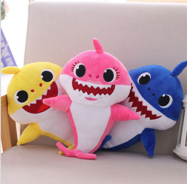 Hot sale Kawaii Baby Shark Stuffed Dolls Light Up Music Squeeze Sound Cartoon Plush Toys Singing Soft Doll Xams Christmas Kids Gift