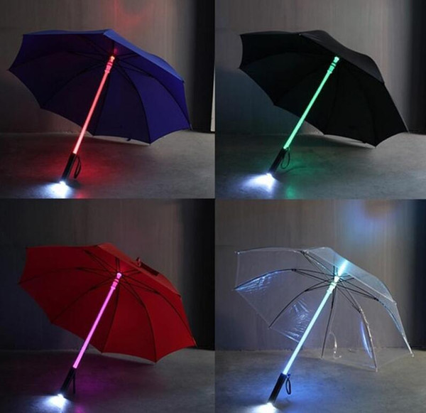 Led Flash Light Rain Night Light Led Umbrella Adults Kids Flashing Light Holder Roller Windproof Lighting Laser Sword Style Umbrellas