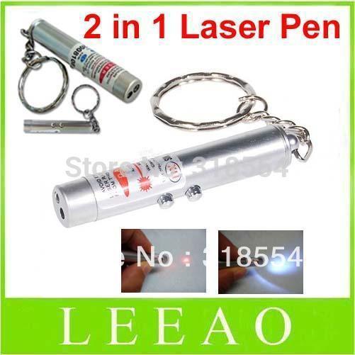 1000pcs/lot # New 2 in 1 White LED Light and Red Pen Laser Pointer Keychain Key Chain Flashlight Flash Light Free FEDEX Shipping 0001