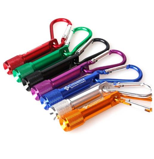 Colorful mini LED Flashlight Aluminum Alloy Torch Flashlights with Carabiner Ring Keyrings Key Chain gifts for kids