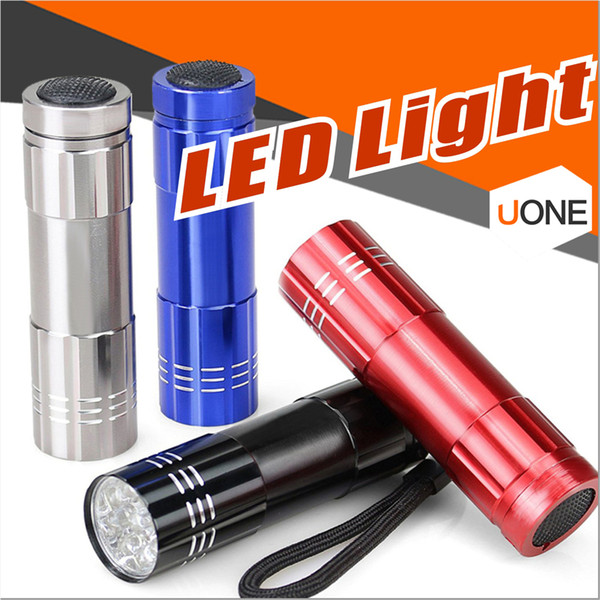 Portable 9 CREE LED UV Light Flashlight Hiking Torchlight Aluminium Alloy Money Detecting LED UV Lamp Light with Package