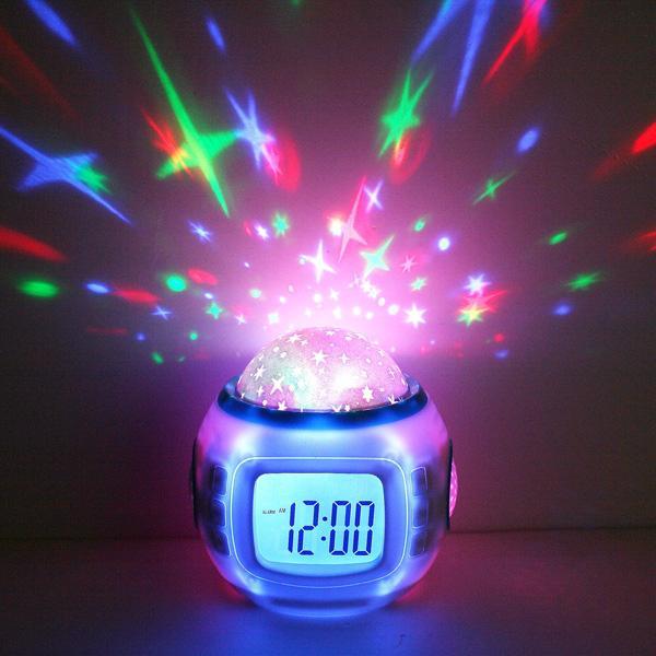 Music Starry Star Sky Digital Led Projection Projector Alarm Clock Calendar Thermometer