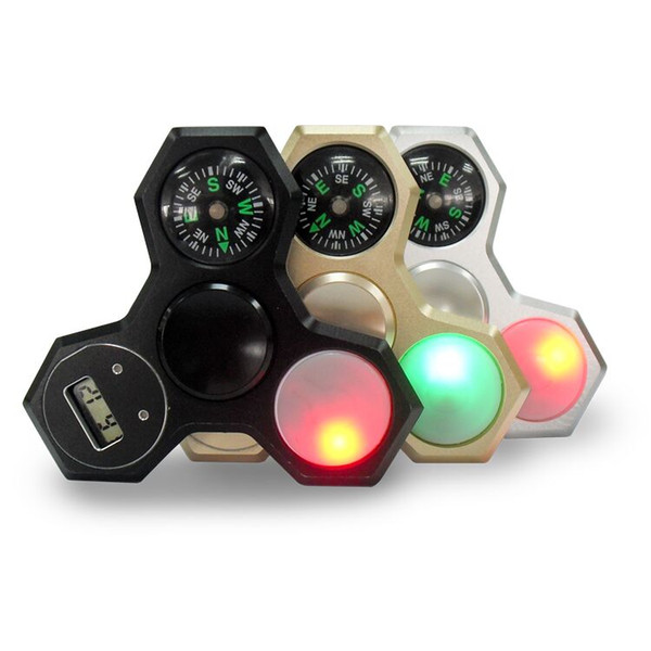 3 color LED Compass Watch aluminum alloy decompression puzzle Hand spinner,Helps to relieve anxiety, decompression, puzzle