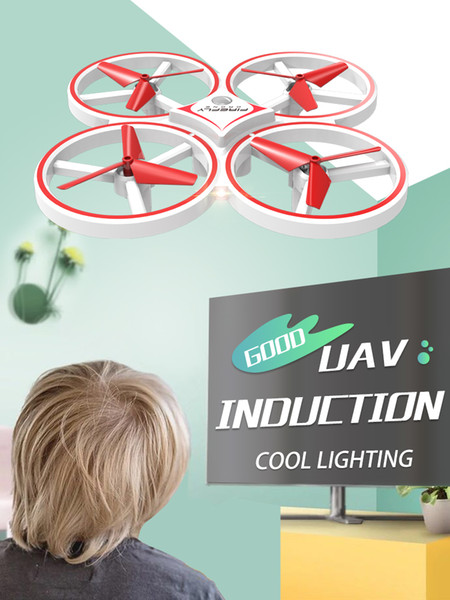 Hot Selling Induction UAV Gesture Remote Control Vehicle Induction UAV Smart Watch Remote Control Hand-controlled LED Lighting UAV kids toys