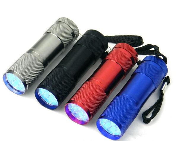 9LED Mini Aluminum UV Flashlight Blacklight Torch Light Lamp for Money Detector Light or Hiking Camping best travel outdoor gear