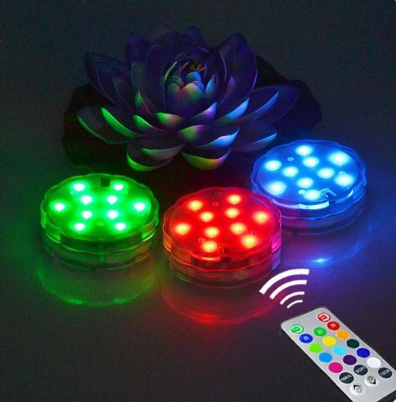 Remote Controlled Submersible Vase Pool Decoration Lamp 10 LED RGB Waterproof Lights For Wedding Holiday Party Decor