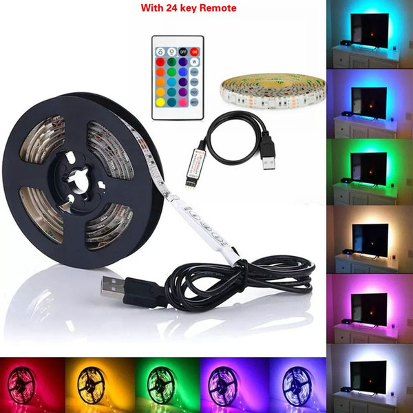 5050 DC 5V RGB LED Strip Waterproof 30LED/M USB LED Light Strips Flexible Neon Tape 1M 2M 3M 4M 5M add Remote For TV Background