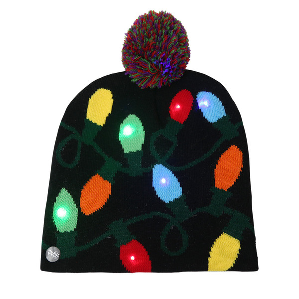 Free DHL LED Light Knitted Christmas Hat holiday beanie Unisex Adults Kids New Year Xmas 10000 in stock