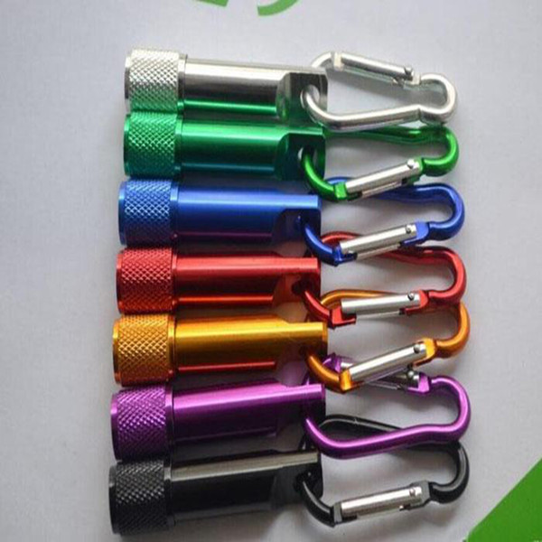 Hot Mini LED Flashlight Aluminum Alloy Torch with Carabiner Ring Keyrings Key Chains Sport Mini led flashlights wholesale keychain A-101