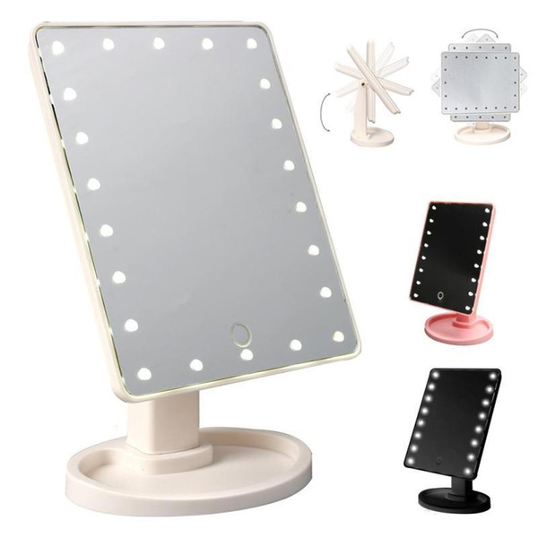 Make Up LED Mirror 360 Degree Rotation Touch Screen Make Up Cosmetic Folding Portable Compact Pocket With 22 LED Light Makeup Mirror