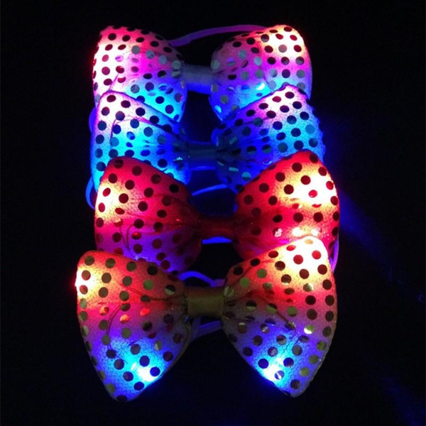 LED bow tie kids adult Multicolor Bowknot flashing tie light up toys for party decoration supplies