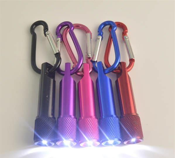 LED Mini Flashlight Aluminum Alloy Torch with Carabiner Ring Keyrings Key Chain mini LED Flashlight Mini-light LED Flashlights