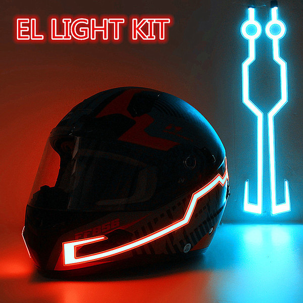 Motorcycle Helmet EL Cold Light Helmet Light Strip Night Signal Luminous Modified Strip Helmet Sticker constant bright/flash/voice control