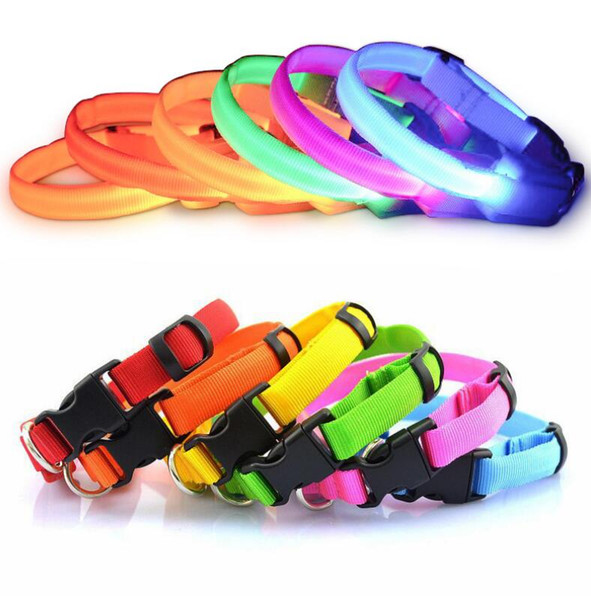 Solid Color LED Small Pet Cat Dog Collar Flashing In Dark Nylon 3 Mode Lighting Safety LED Cat Collars Glowing For Dog Christmas