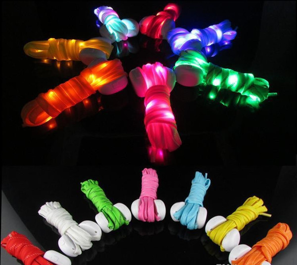 New arrive Colorful LED flash Shoe Lace Fiber Optic Luminous Lamp beads Shoe Laces Light Up Glowing nylon Shoelace DHL free