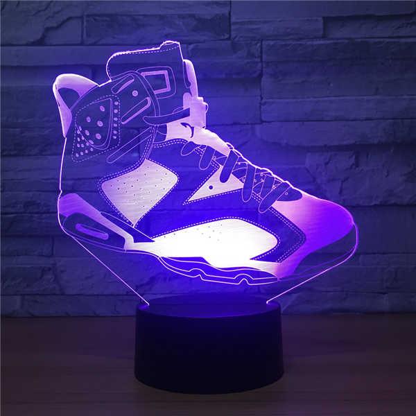 Wholesale Dropshipping Free Shipping DC 5V USB Powered AA Battery Sports Shoes 3D Optical Illusion Lamp Night Light