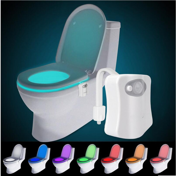 Smart Bathroom Toilet Nightlight 8 Colors LED Body Motion Activated On/Off Seat Sensor Lamp PIR Lamp