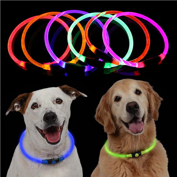 LED Dog Collar USB Rechargeable Glowing Pet Dog Collar for Night Safety Fashion Light UP Collar for Small Medium Large Dog