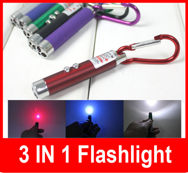 wholesale Colorful Multifunctional Triple mini flashlight infrared laser light teaching / UV money detector light / LED flashlight 3 in 1