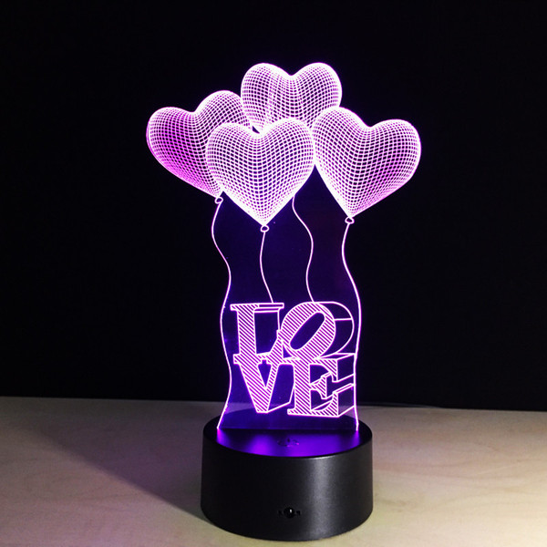 Love Gift 3D Birthday Gradient Night Light Touch Control Stereo Colored Acrylic Light Energy Night Lamp Table Lights