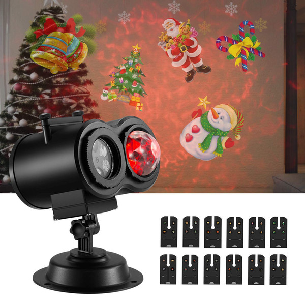 Christmas Decoration Light Projector, 2 in 1 Ripple Ocean Light with 12 Slides Patterns, Waterproof Outdoor/Indoor