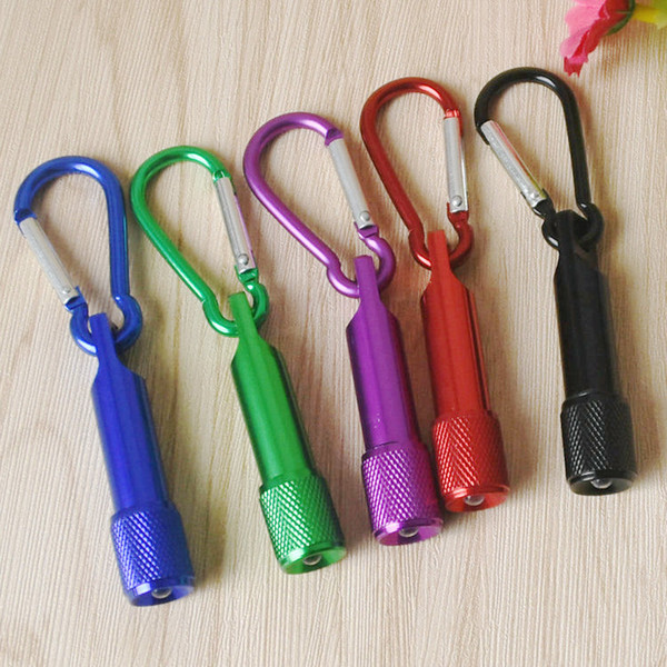 2 in 1 Portable Mini LED Flashlight Keychain Aluminum Alloy Torch with Carabiner Ring Keyrings LED mini outdoor Flashlight Mini-light