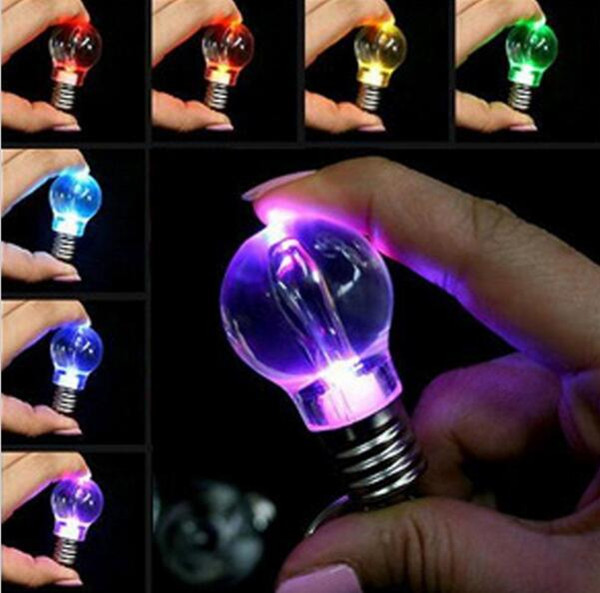 outdoor camping Colorful changed LED bulb key chains key Holder flashlight beads keyring lovers bulb key finder chain