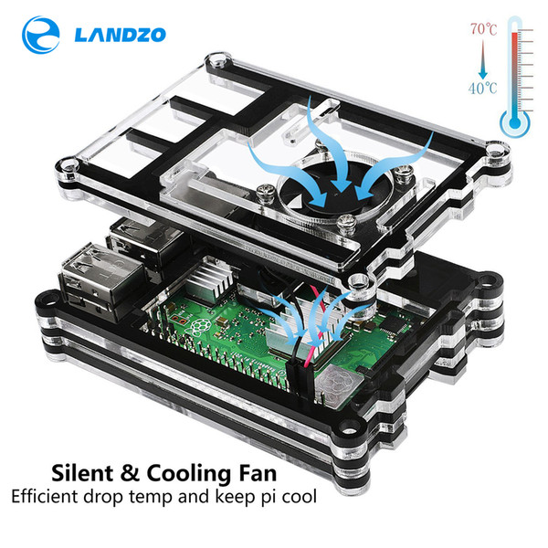 New Official Raspberry Pi 3B+ ( plus ) Case / 9 Layers Acrylic Case with Cooling fan for Raspberry Pi 3 Model B and B+