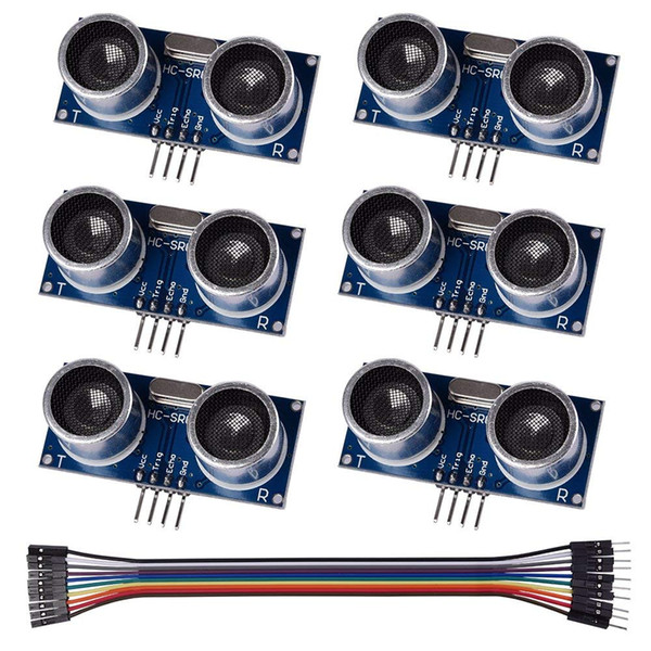 6 PCS Ultrasonic Module HC-SR04 Distance Measuring Transducer Sensor for Arduino Raspberry Pi(Dupont Line Included)