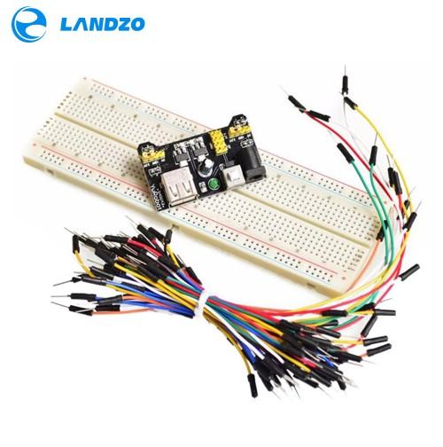 Free shipping LANDZO MB102 Breadboard power module+MB-102 830 points Solderless Prototype Bread board kit +65 Flexible jumper wires