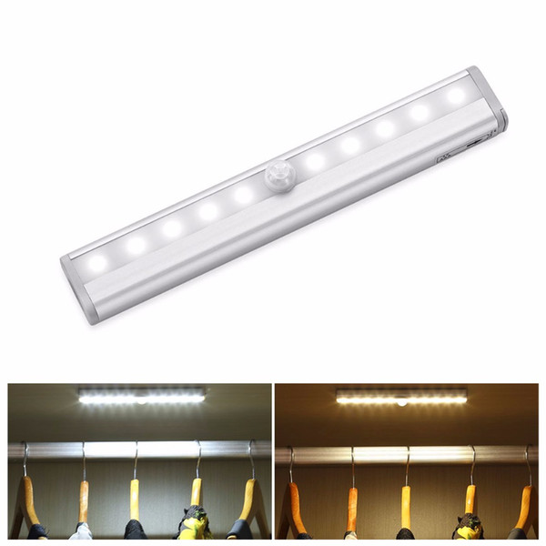 10 LED Night Light Wardrobe lights PIR Motion Sensor Led Wardrobe Light With Adhesives Sticker LED Lamp For Cupboard Closet Kitchen