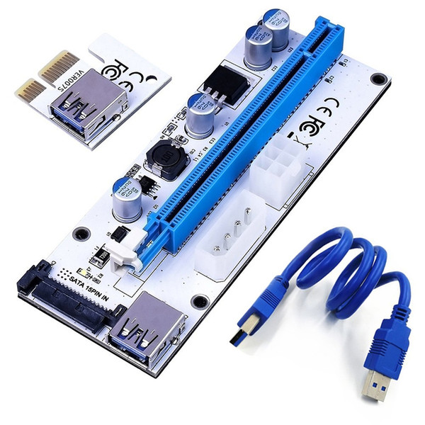 008S PCI-E Express 1x to 16x USB Riser Adapter Card Cable Molex/6pin/Sata USB 3.1 Extension Connector Riser60cm