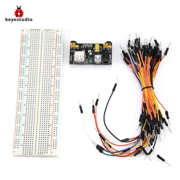 Keyestudio KS0332 830 Tie-point Breadboard 65 Jumper Wires Power Module Set used for hardwares LED lights control