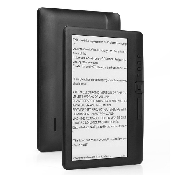 8GB Ebook reader smart with 7 inch HD screen digital E-book+Video+MP3 music player Color screen