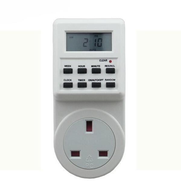 T01-UK Socket Plug-in Programmable Timer Switch for LED Aquarium Light Fish Reef Tank with Clock Summer Time Random Function