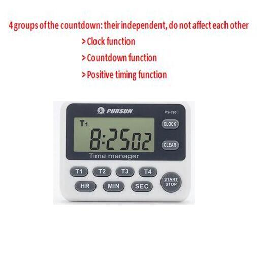 4 channel timer Positive timing / countdown Kitchen reminder There is a clock display free shipping