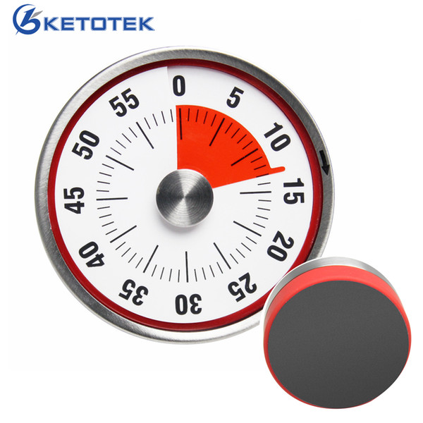 Mechanical Kitchen Timer Stainless Steel Cooking Alarm Clock Counter with Magnetic BBQ Baking Reminder Manual Countdown