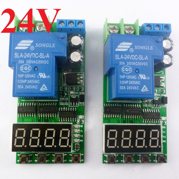 2PCS DC 24V 30A 2.5-24V High Trigger Cycle Timer Time Delay Relay Switch Board for Power Supply Charging module