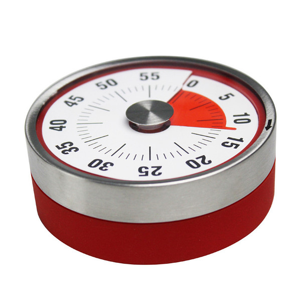 Mechanical Cooking Alarm Counter Clock Baking Reminder Stainless Steel Manual Countdown Round Shape Magnetic Kitchen Timer