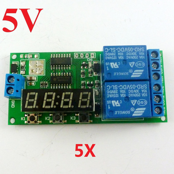 5pcs DC 5V Digital Dual Programmable Relay Control Cycle Delay Timer Timing Switch LED